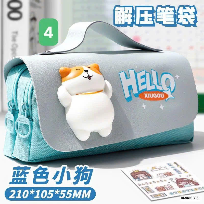 HỘP ĐỰNG BÚT CHO BÉ GẮN THÚ NHÚN