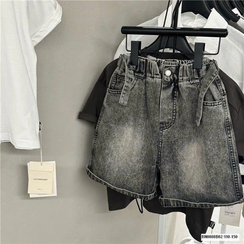 QUẦN SHORT JEANS BẠC GỐI GIẢ ĐAI