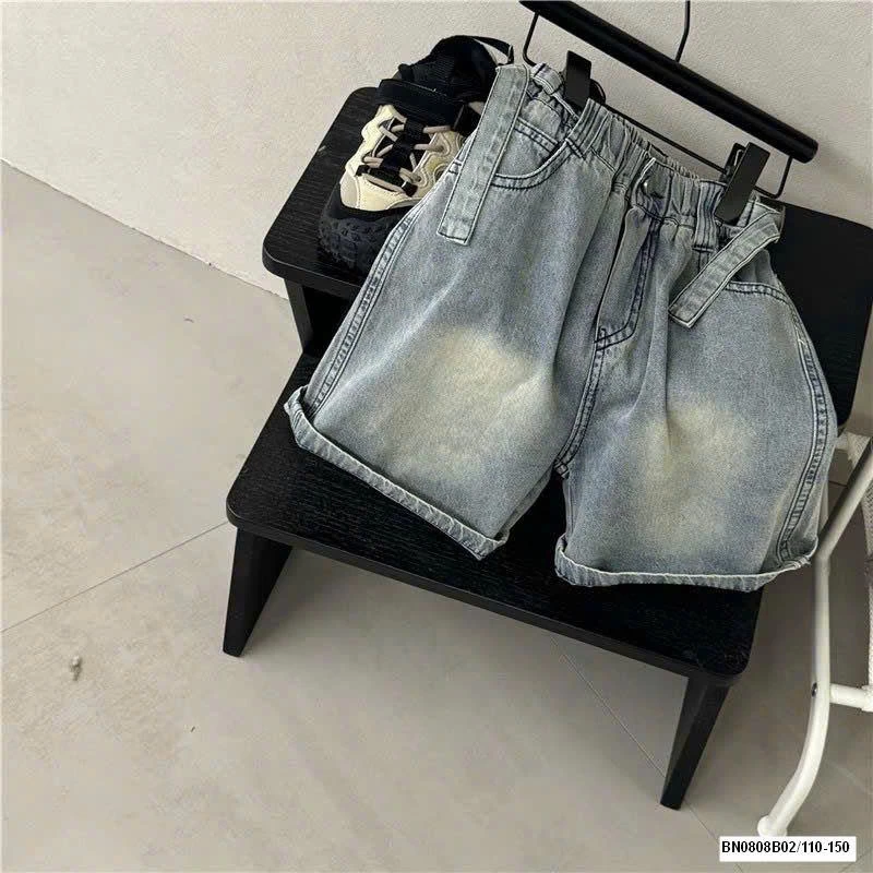 QUẦN SHORT JEANS BẠC GỐI GIẢ ĐAI