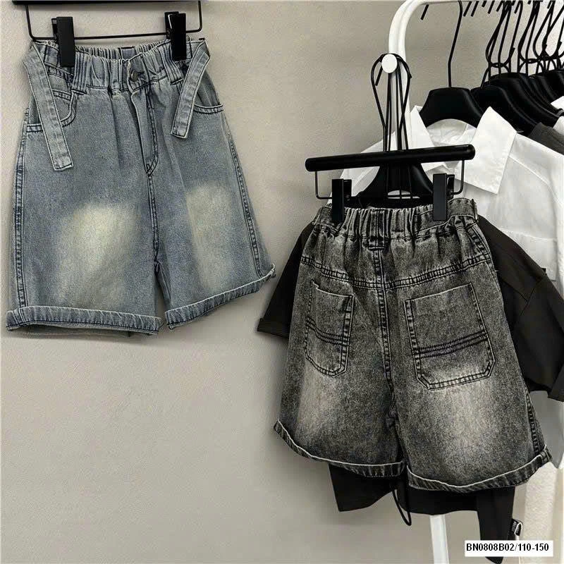 QUẦN SHORT JEANS BẠC GỐI GIẢ ĐAI