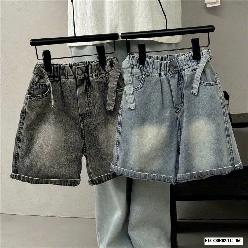 QUẦN SHORT JEANS BẠC GỐI GIẢ ĐAI