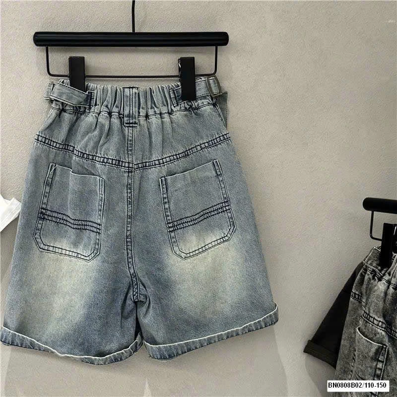 QUẦN SHORT JEANS BẠC GỐI GIẢ ĐAI