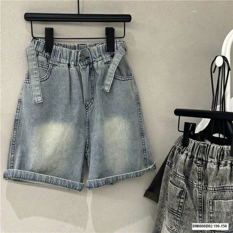 QUẦN SHORT JEANS BẠC GỐI GIẢ ĐAI
