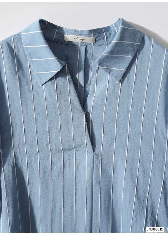 ÁO SƠ MI KẺ TAY BỒNG CHO NỮ