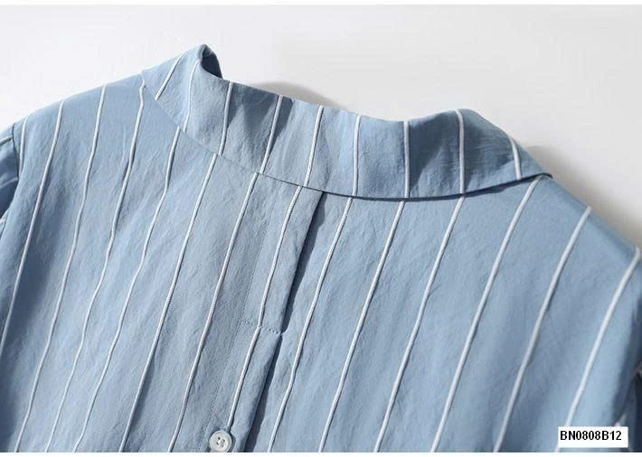 ÁO SƠ MI KẺ TAY BỒNG CHO NỮ