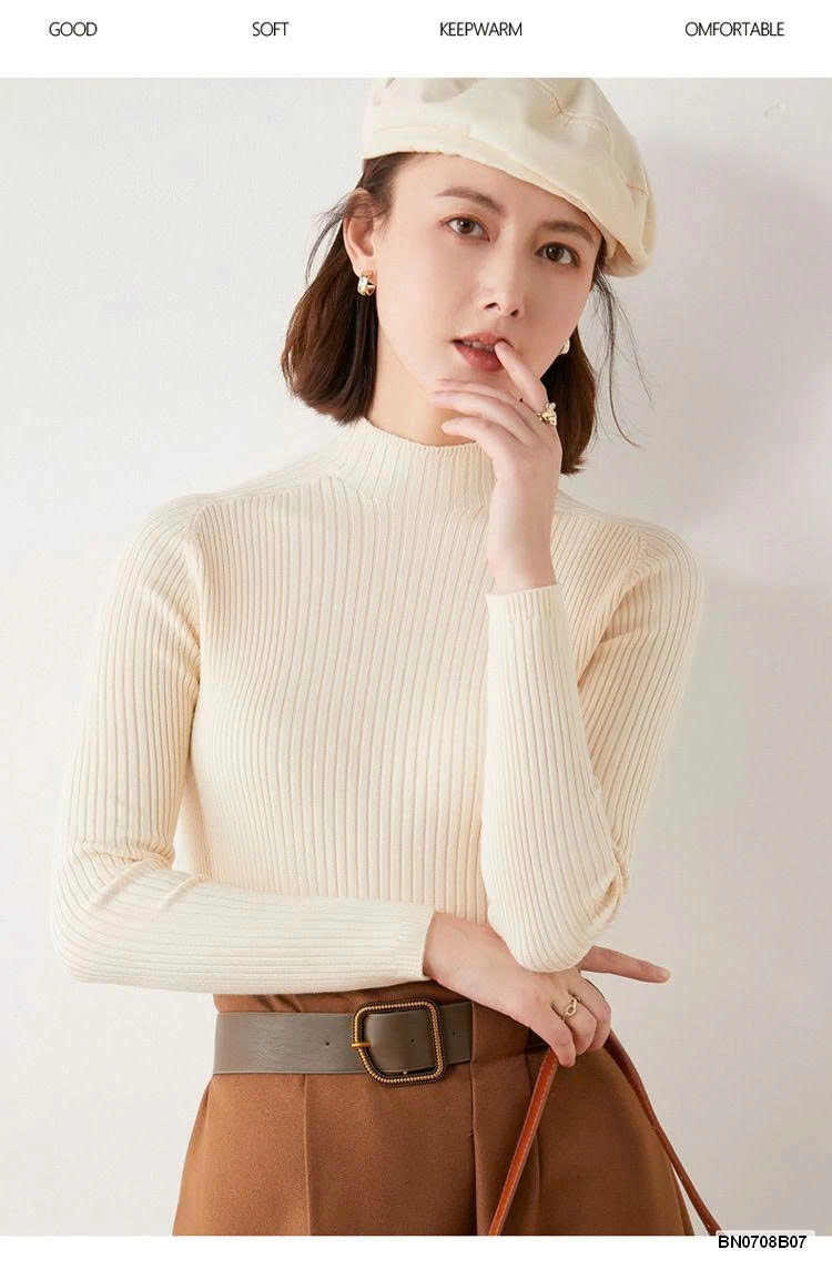 Áo len nữ cổ lọ lửng Hàn Quốc