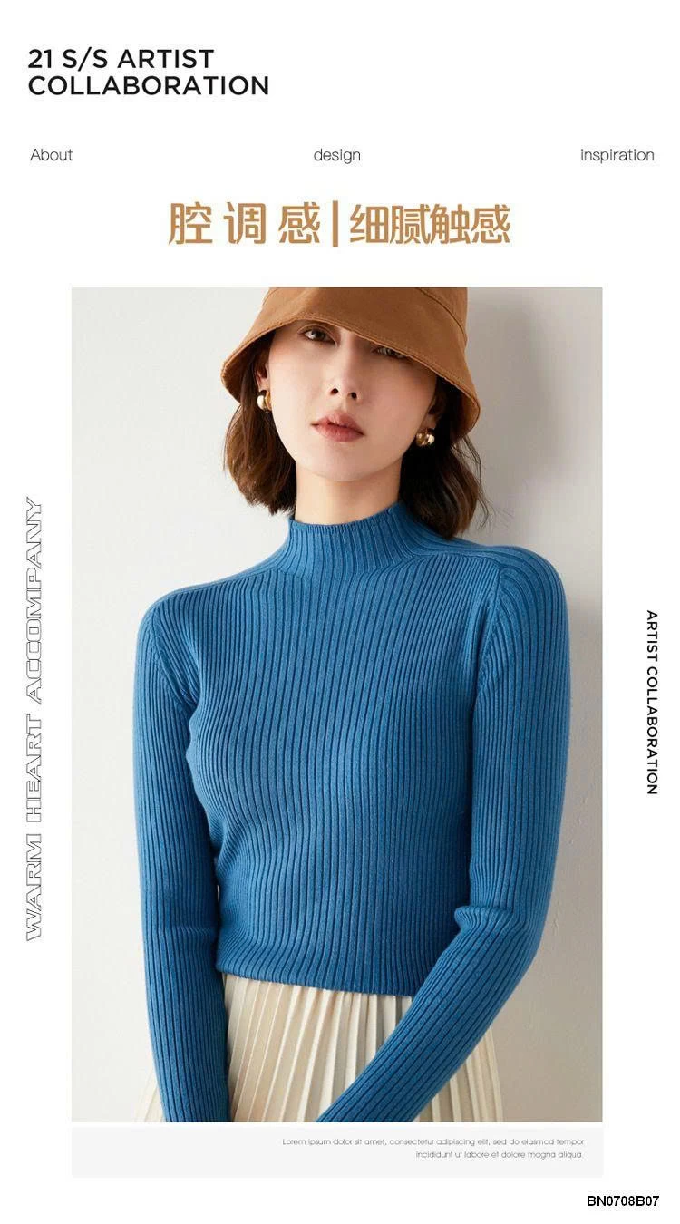 Áo len nữ cổ lọ lửng Hàn Quốc