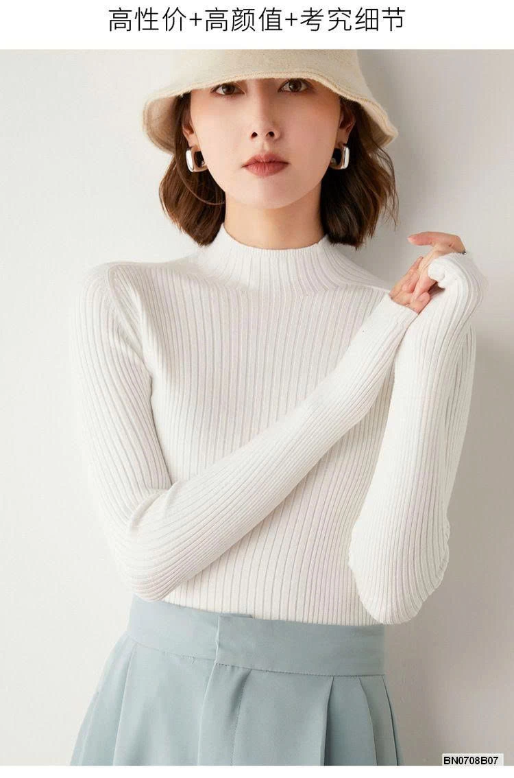 Áo len nữ cổ lọ lửng Hàn Quốc