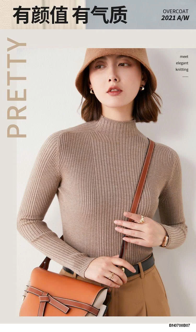 Áo len nữ cổ lọ lửng Hàn Quốc