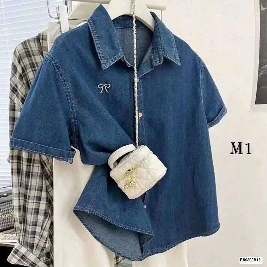 ÁO SƠ MI DENIM CỘC TAY NỮ
