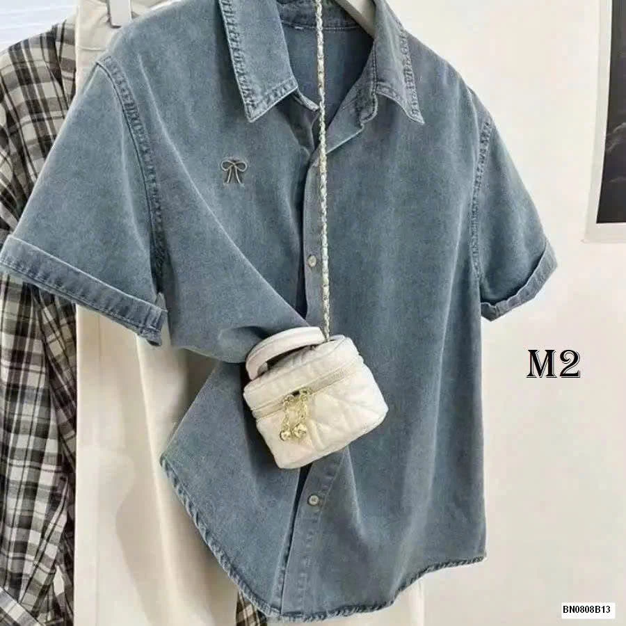 ÁO SƠ MI DENIM CỘC TAY NỮ