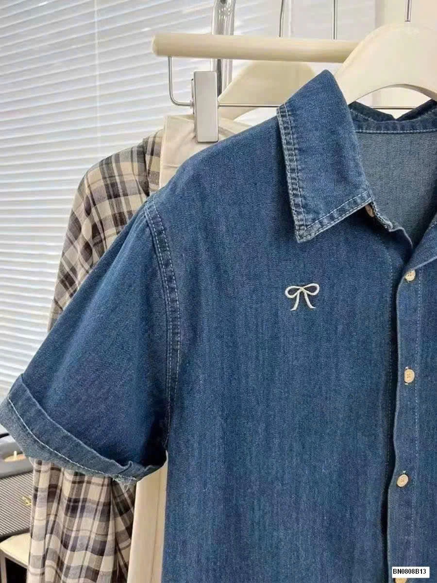 ÁO SƠ MI DENIM CỘC TAY NỮ