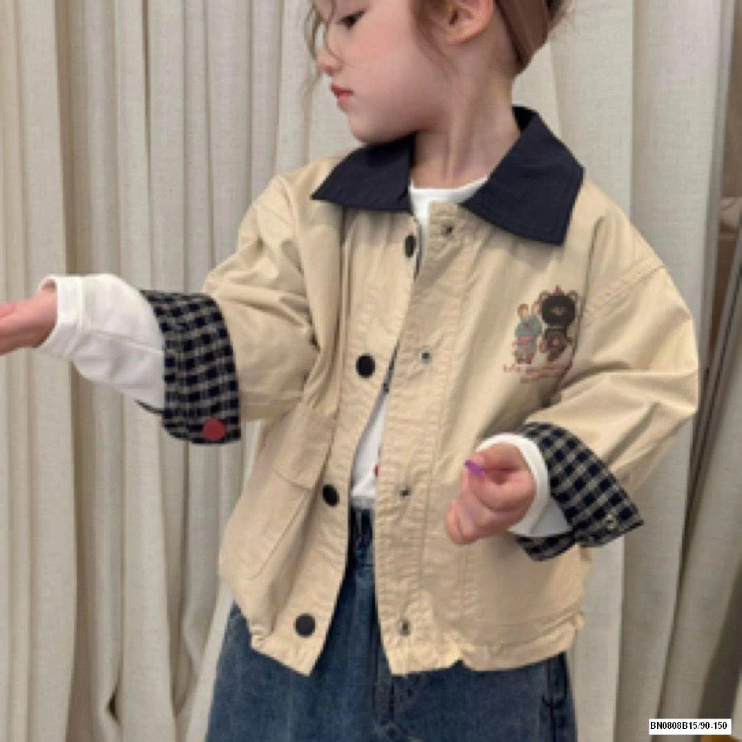 ÁO KHOÁC IN HÌNH GẤU PHỐI MÀU CỔ