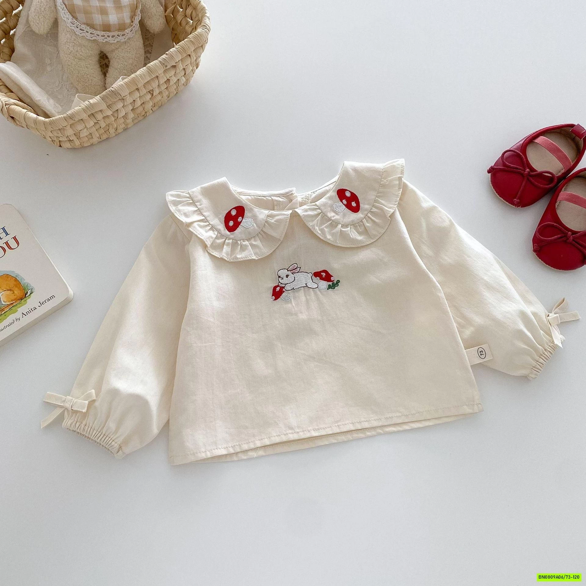 SÉT SƠ MI MIX VÁY JEANS THÊU THỎ CON