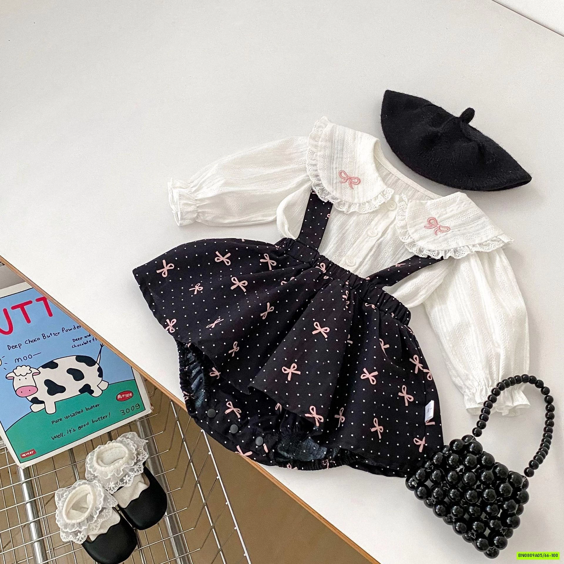 SÉT SƠ MI MIX VÁY YẾM NƠ HỒNG