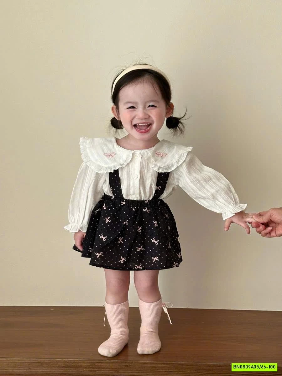 SÉT SƠ MI MIX VÁY YẾM NƠ HỒNG