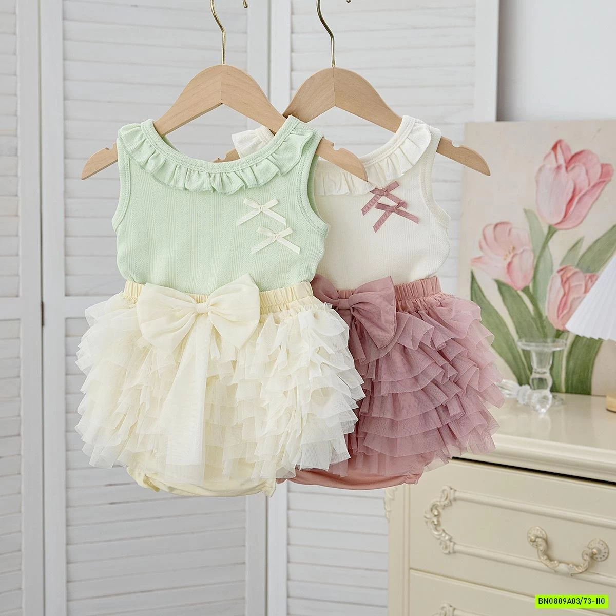 SÉT ÁO MIX QUẦN VÁY TUTU SIZE NHÍ