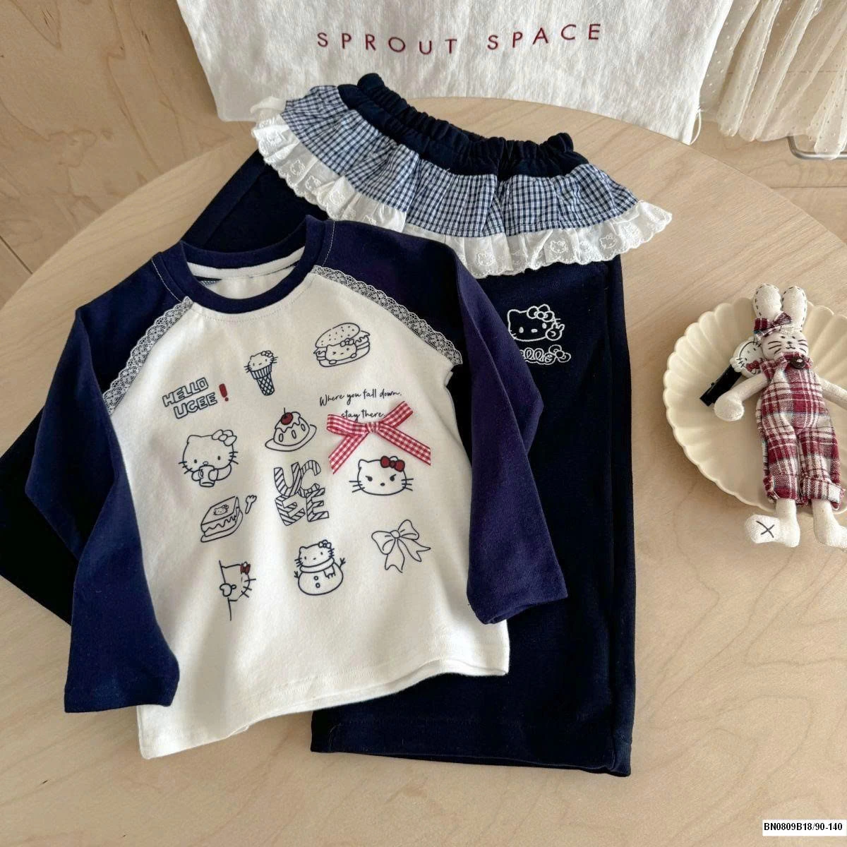 SÉT KITTY QUẦN PHỐI REN CARO NINGLI