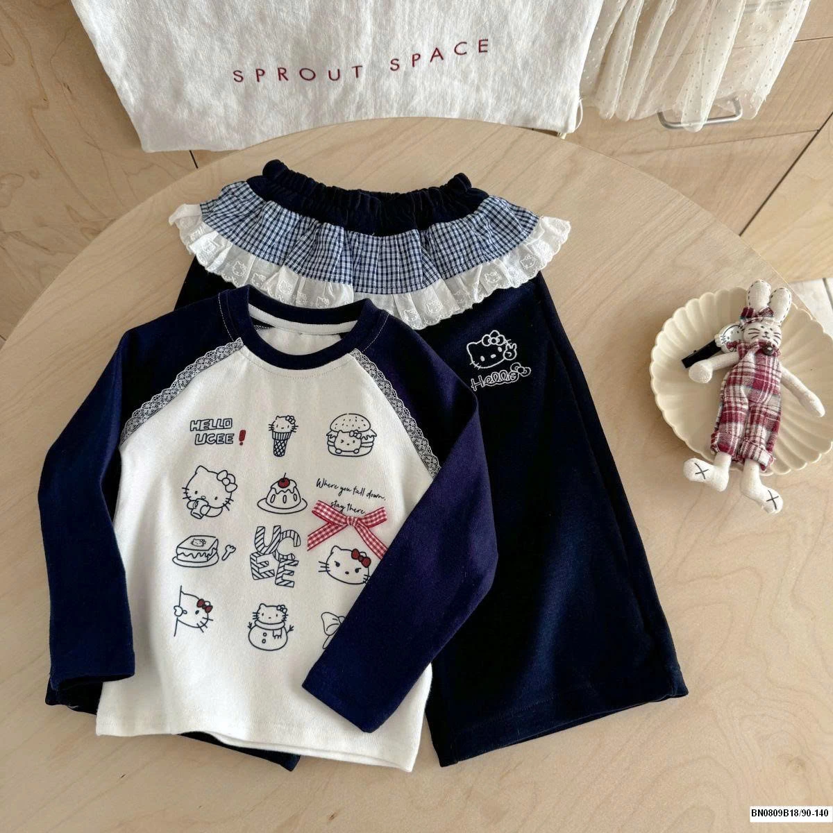 SÉT KITTY QUẦN PHỐI REN CARO NINGLI