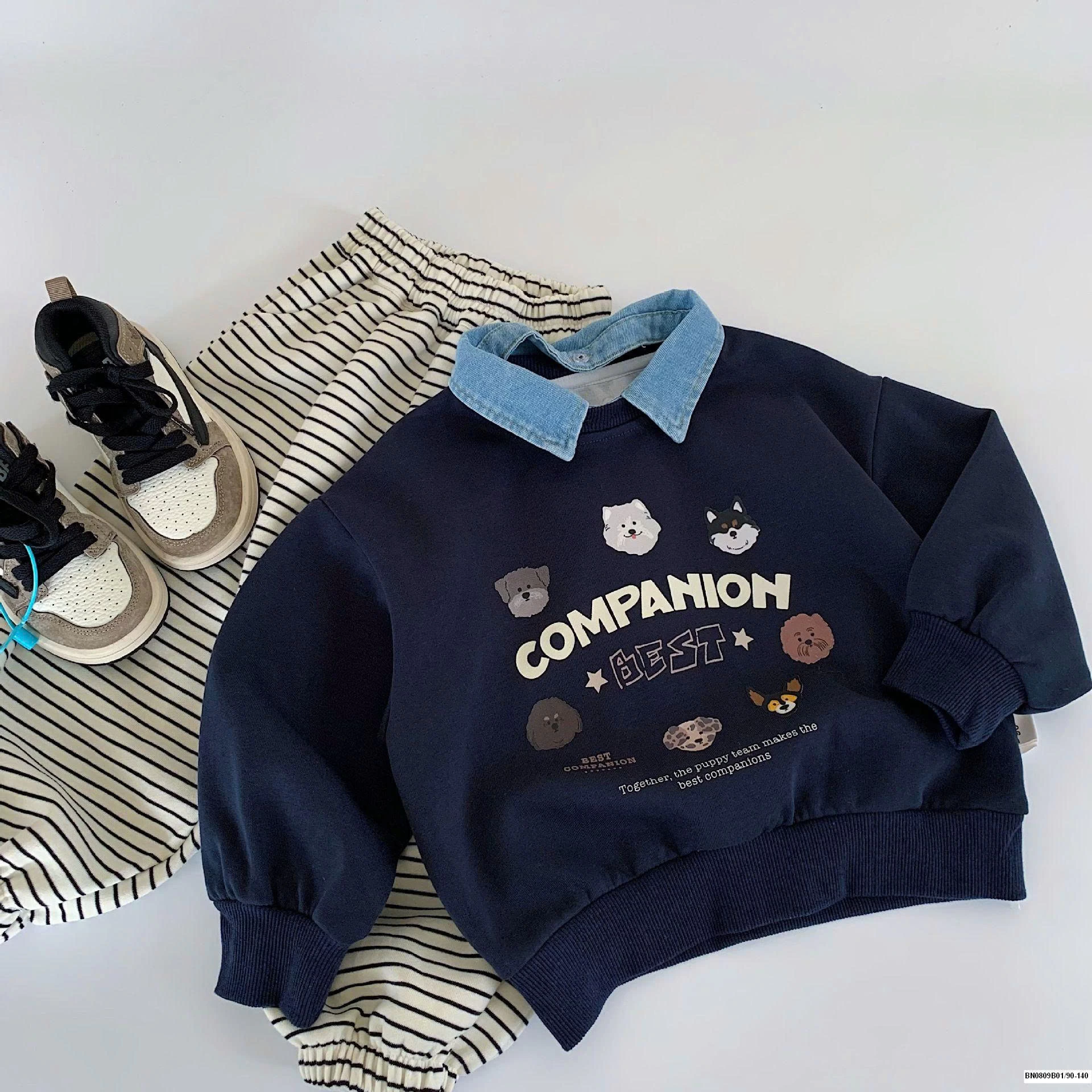 ÁO NỈ COMPANION CỔ JEAN MAIBAO