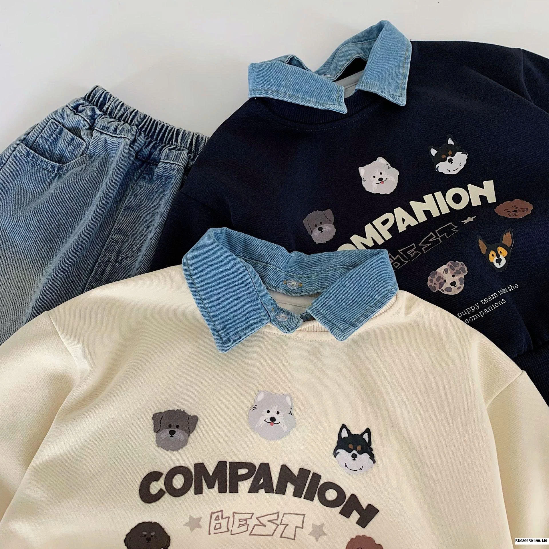 ÁO NỈ COMPANION CỔ JEAN MAIBAO