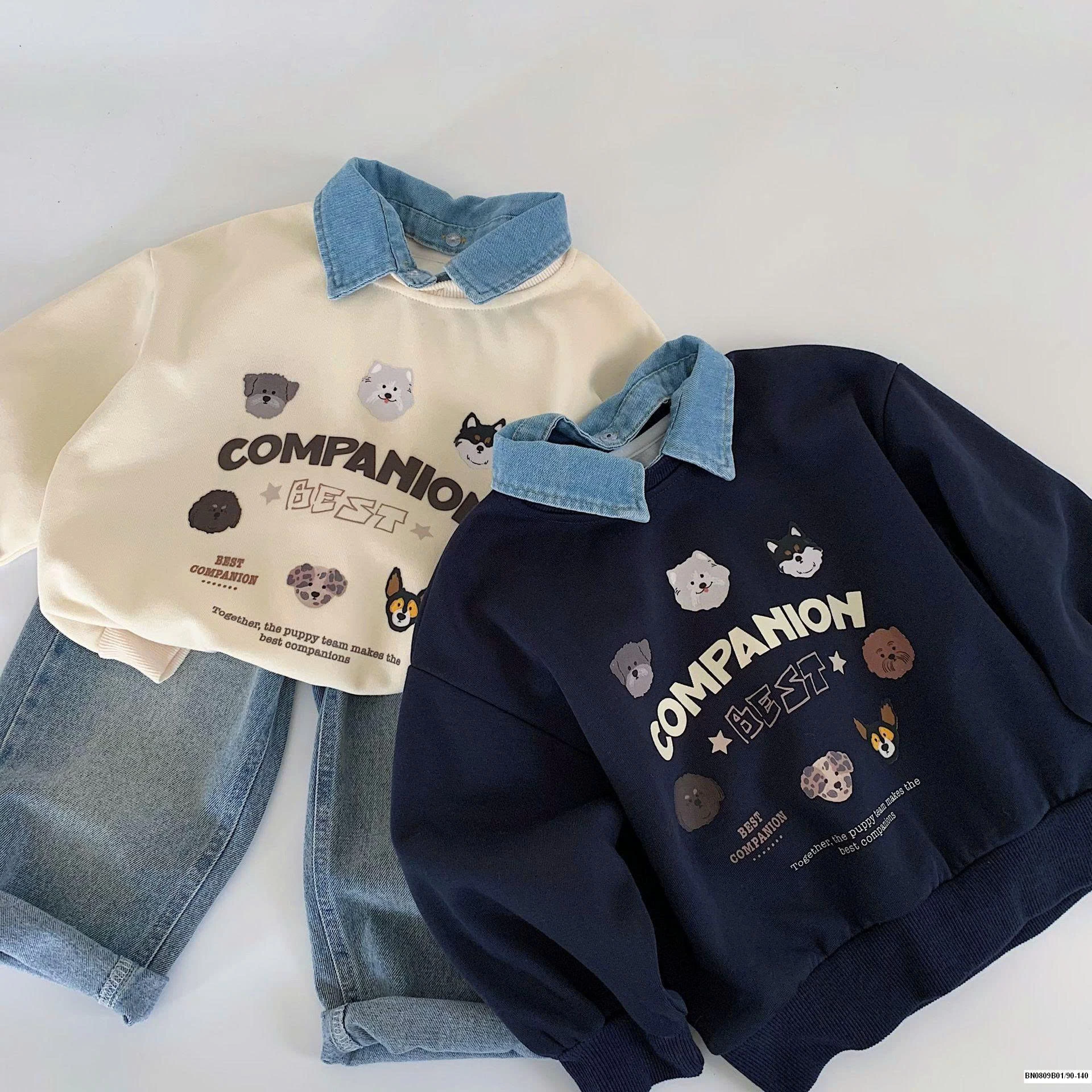 ÁO NỈ COMPANION CỔ JEAN MAIBAO