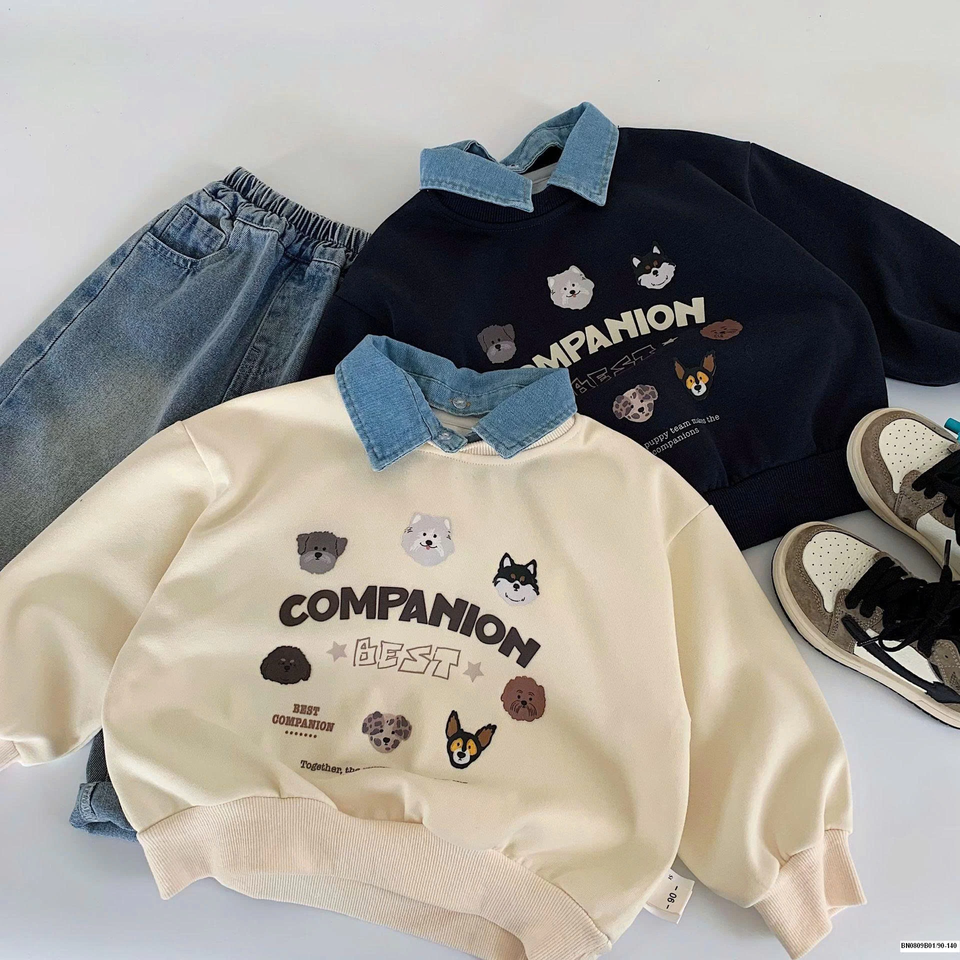 ÁO NỈ COMPANION CỔ JEAN MAIBAO