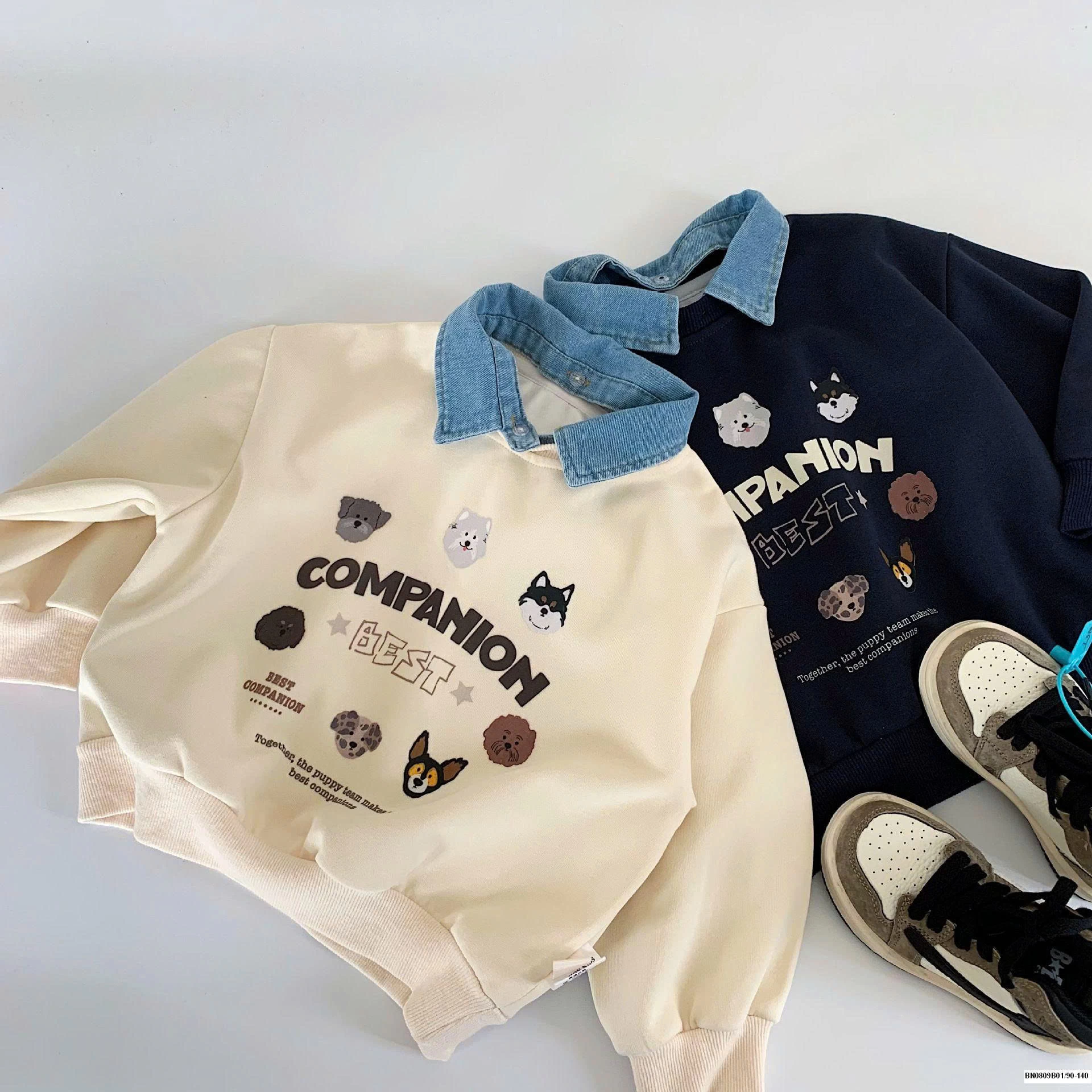 ÁO NỈ COMPANION CỔ JEAN MAIBAO