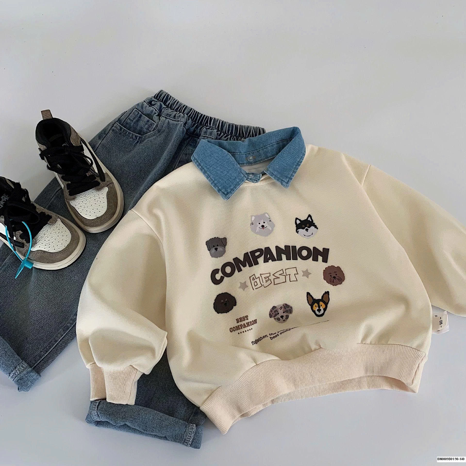 ÁO NỈ COMPANION CỔ JEAN MAIBAO