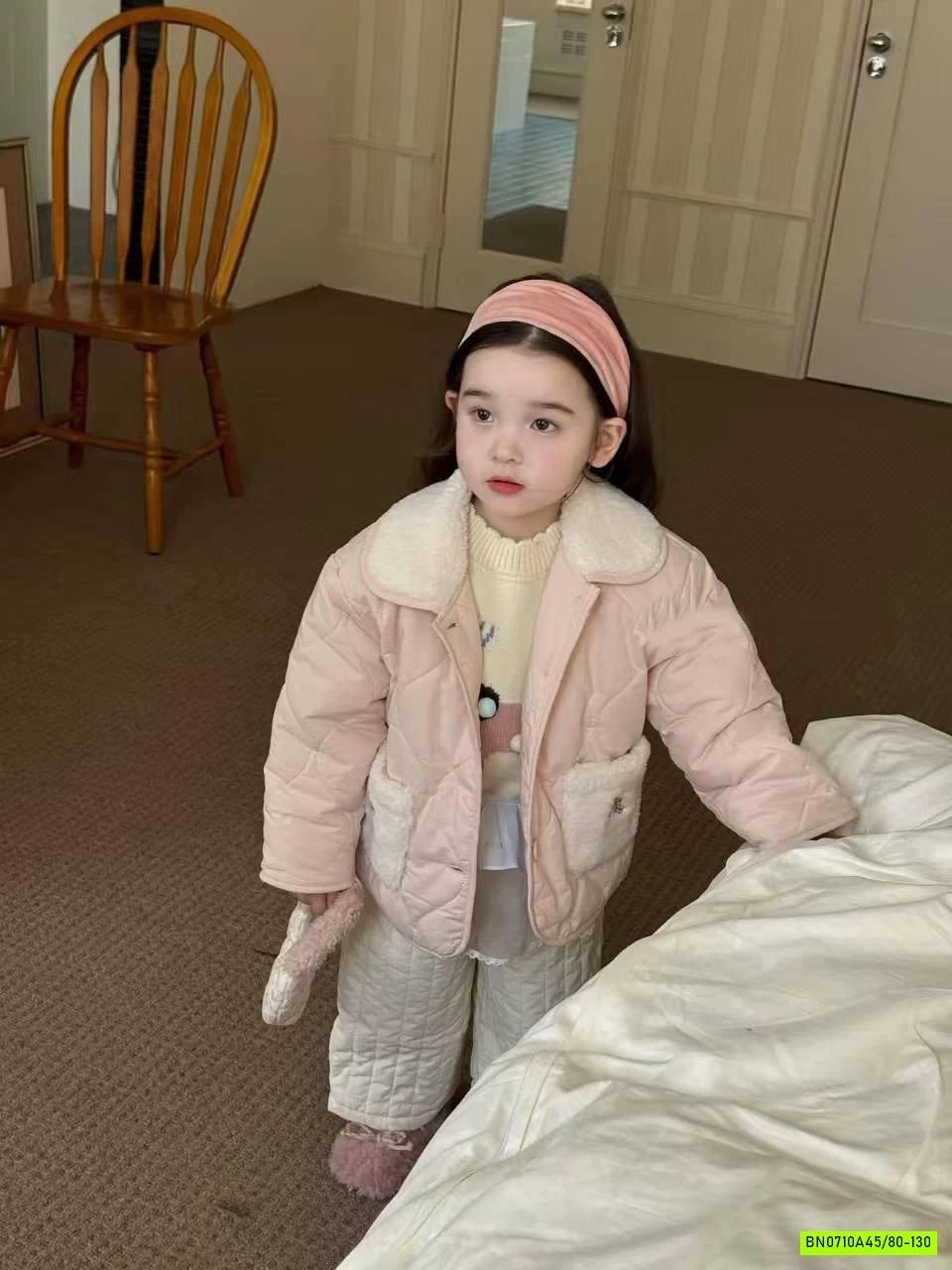 KHOÁC PHAO HỒNG CỔ LÔNG