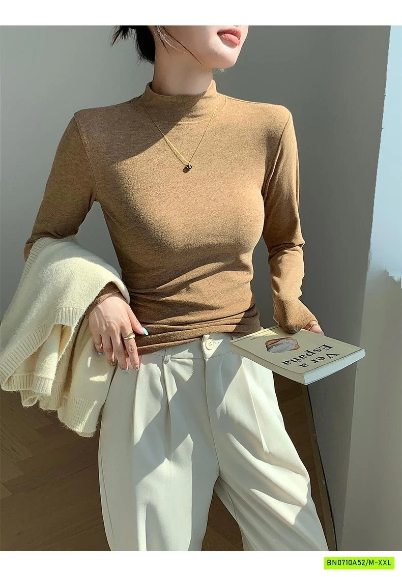 ÁO NỈ GIỮ NHIỆT CỔ LỌ TRƠN MÀU