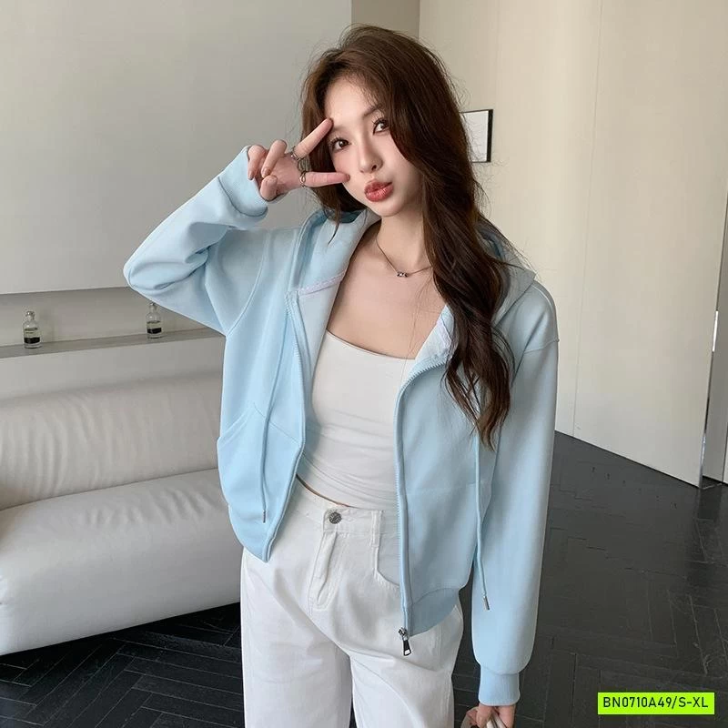 KHOÁC NỈ ÉP LIỀN MŨ DÁNG CROPTOP