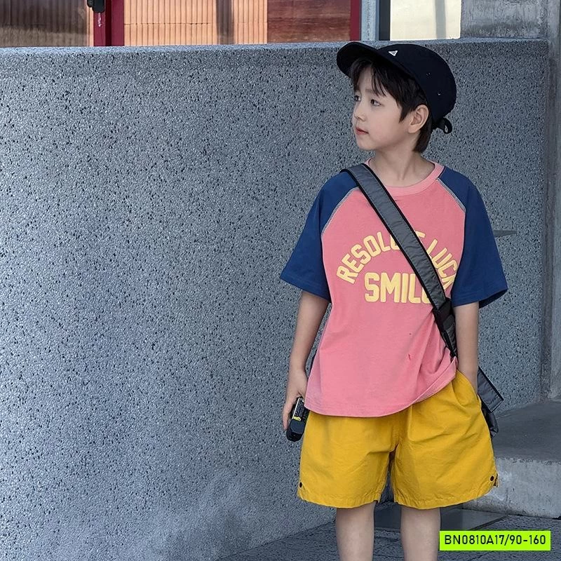 ÁO THUN PHỐI MÀU TAY IN NỔI 25B126 AMBB