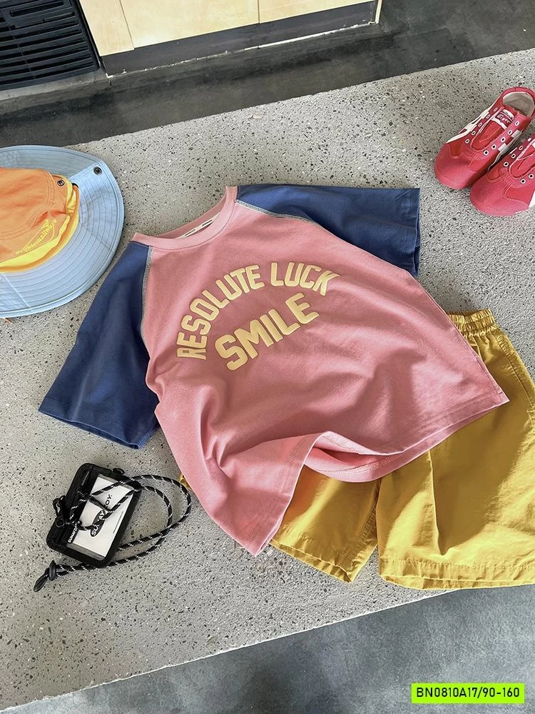 ÁO THUN PHỐI MÀU TAY IN NỔI 25B126 AMBB