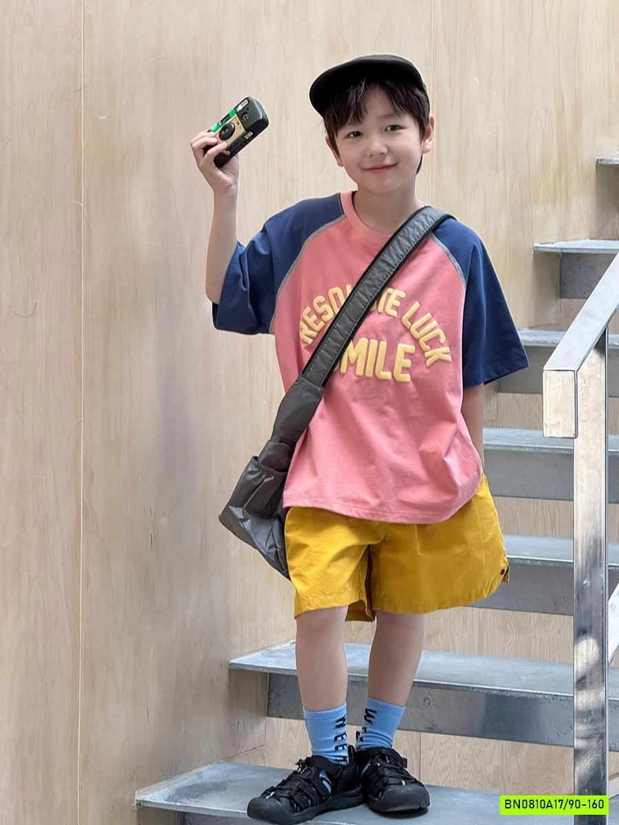 ÁO THUN PHỐI MÀU TAY IN NỔI 25B126 AMBB