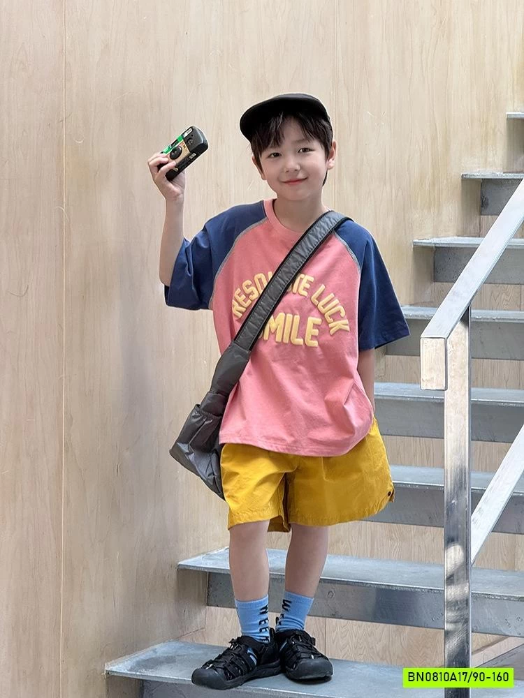 ÁO THUN PHỐI MÀU TAY IN NỔI 25B126 AMBB