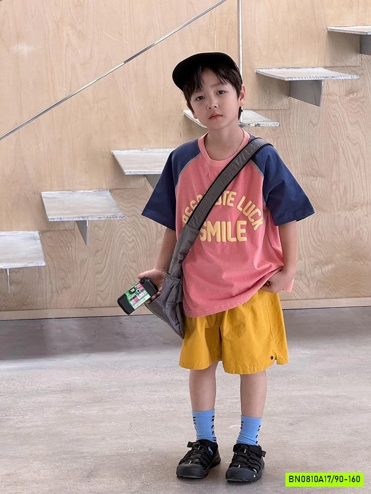 ÁO THUN PHỐI MÀU TAY IN NỔI 25B126 AMBB