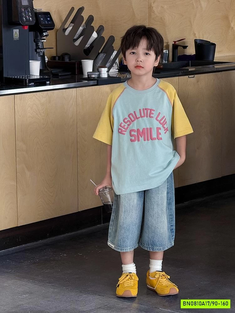 ÁO THUN PHỐI MÀU TAY IN NỔI 25B126 AMBB