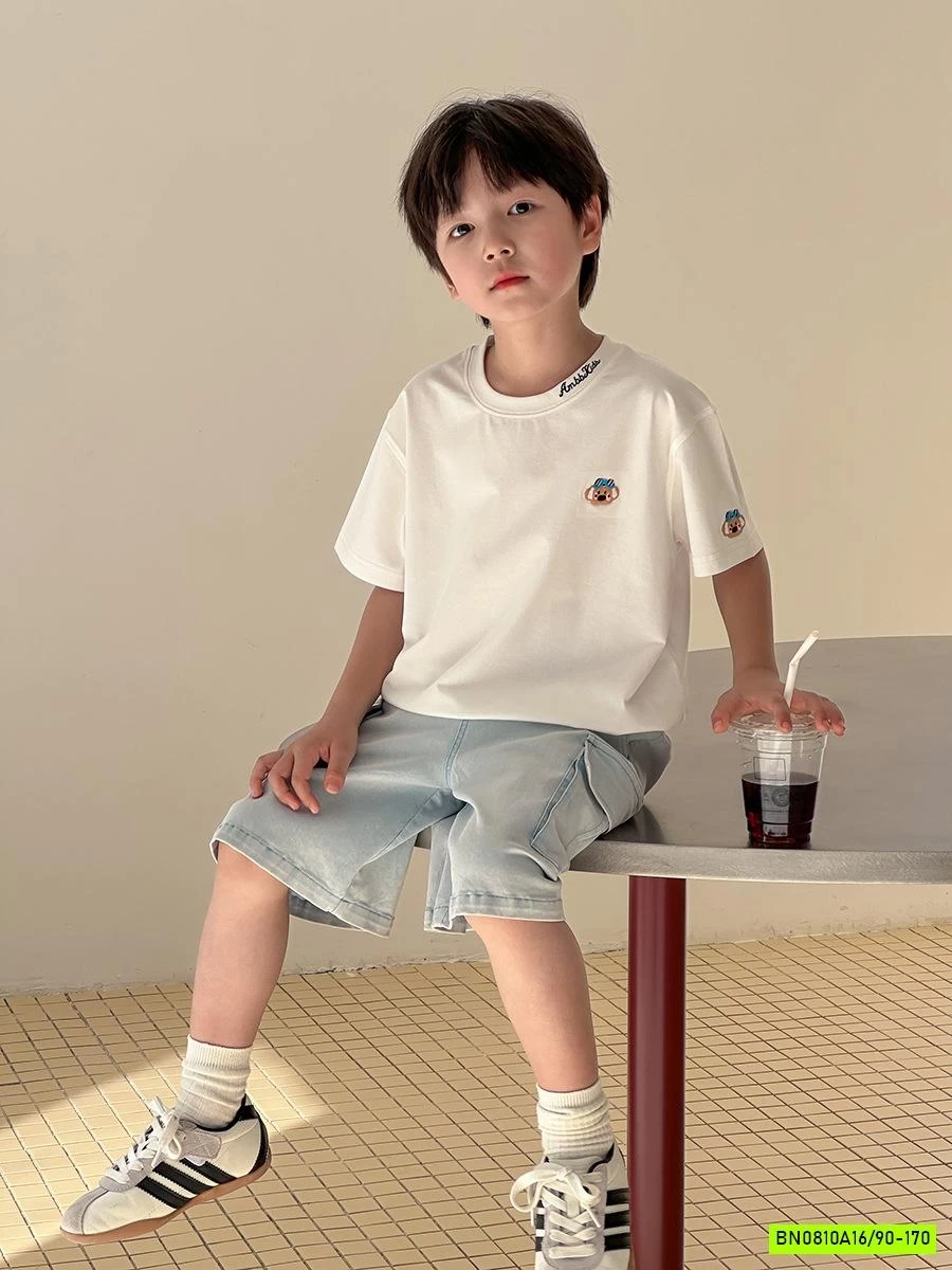 ÁO THUN CỔ TRÒN THÊU GẤU 25C134 AMBB