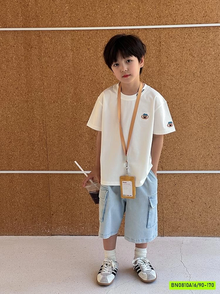 ÁO THUN CỔ TRÒN THÊU GẤU 25C134 AMBB