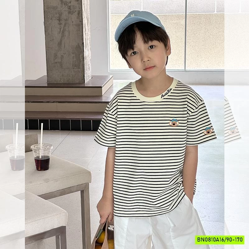 ÁO THUN CỔ TRÒN THÊU GẤU 25C134 AMBB