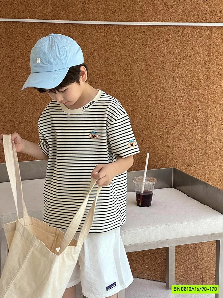 ÁO THUN CỔ TRÒN THÊU GẤU 25C134 AMBB