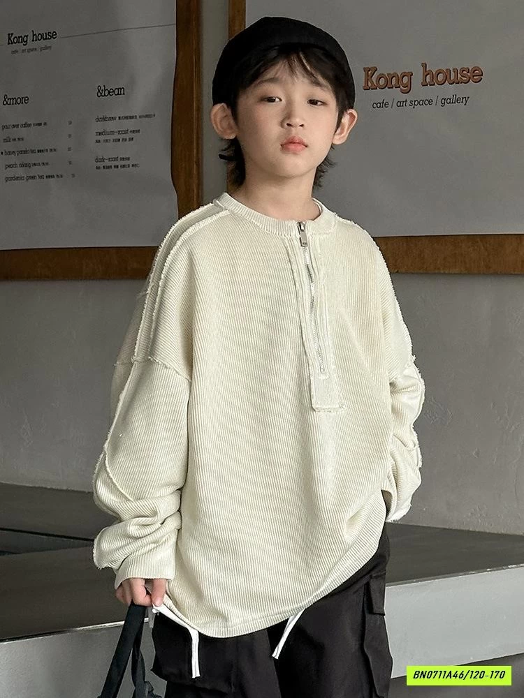 ÁO NỈ KHÓA CỔ RÁCH CÁ TÍNH