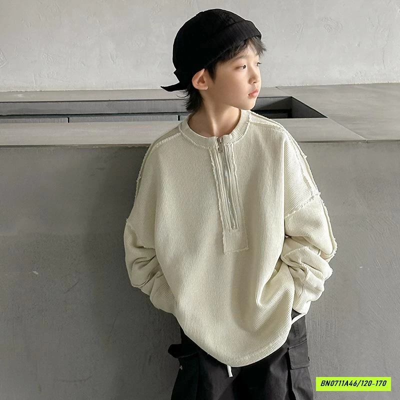 ÁO NỈ KHÓA CỔ RÁCH CÁ TÍNH