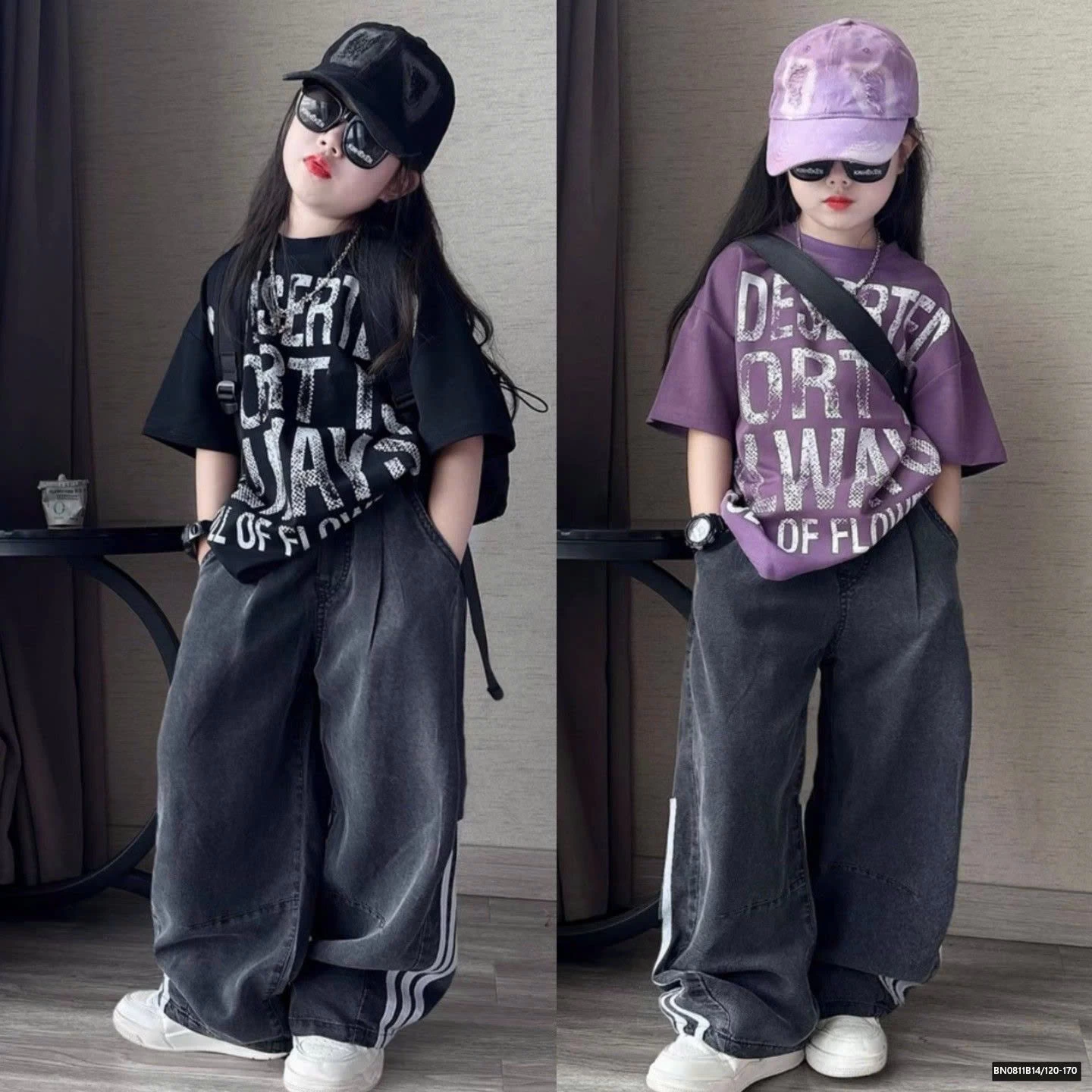 SÉT ÁO THUN CHỮ NGĂN TAY MIX QUẦN JEAN 3 SỌC