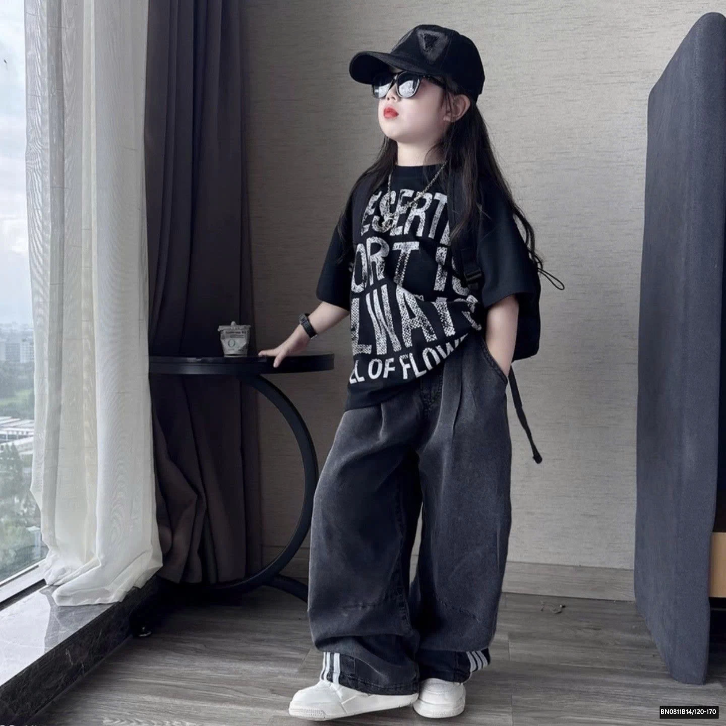 SÉT ÁO THUN CHỮ NGĂN TAY MIX QUẦN JEAN 3 SỌC