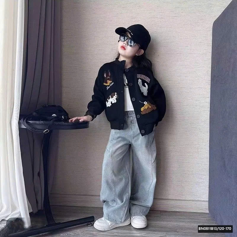 SÉT ÁO KHOÁC CÚN CON MIX QUẦN JEAN SUÔNG