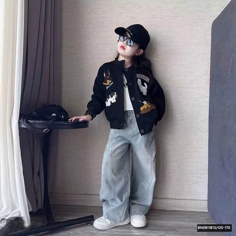 SÉT ÁO KHOÁC CÚN CON MIX QUẦN JEAN SUÔNG