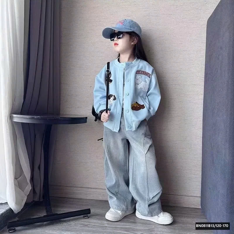 SÉT ÁO KHOÁC CÚN CON MIX QUẦN JEAN SUÔNG