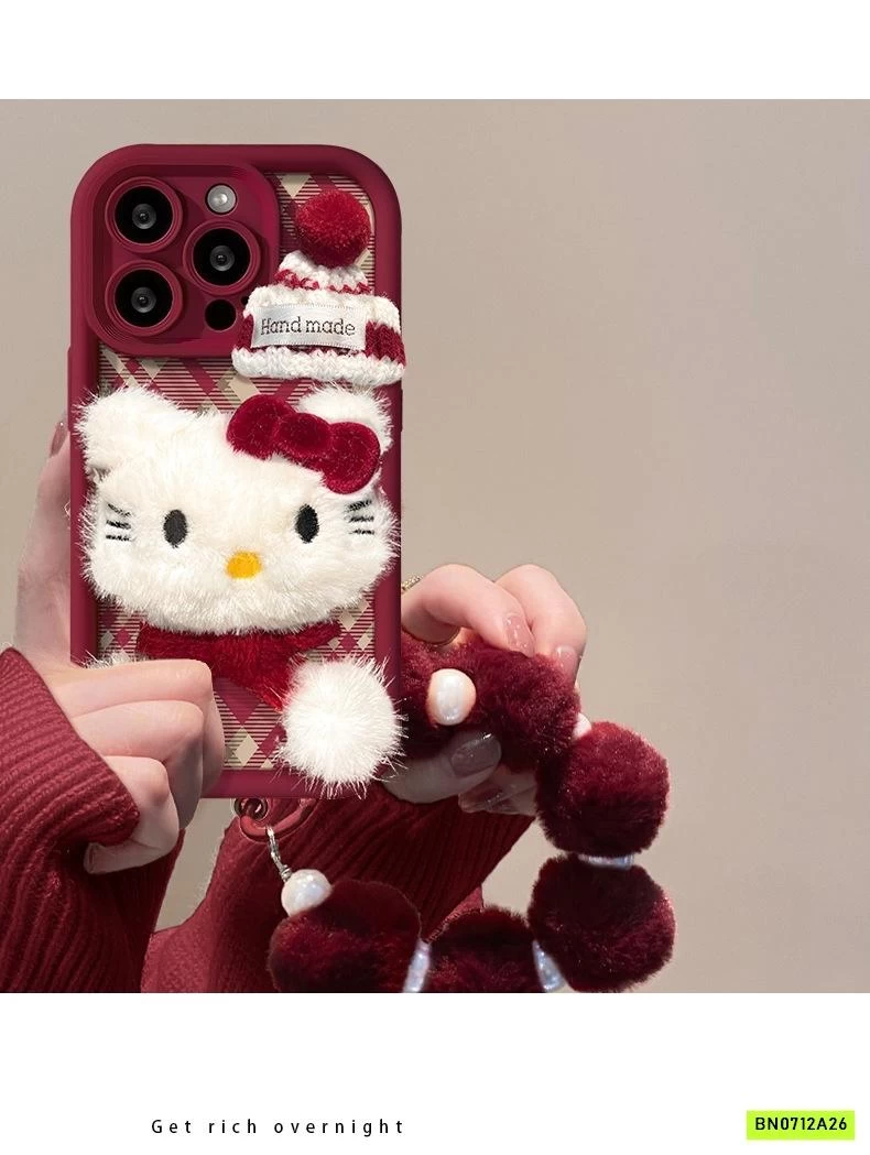 ỐP KITTY ĐỎ KÈM MÓC VÒNG BÔNG